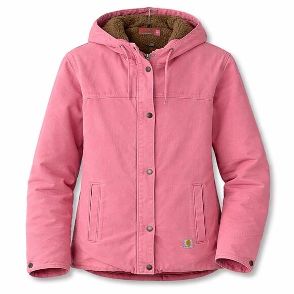Carhartt Jackets & Blazers - VTG Carhartt Pink Hooded Sherpa Lined Jacket XL